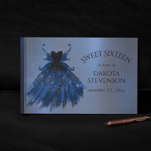 Gothic Fairy Navy Gown Deep Cobalt Blue Sheen Gästebuch