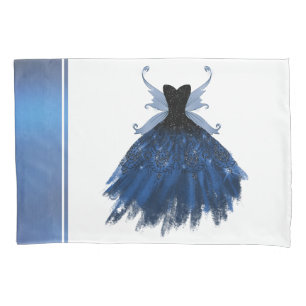 Gothic Fairy Navy Gown   Deep Cobalt Blue Sheen Kissenbezug