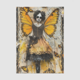 Gothic Fairy Yellow Wings Dark Fantasy Decoupage Seidenpapier