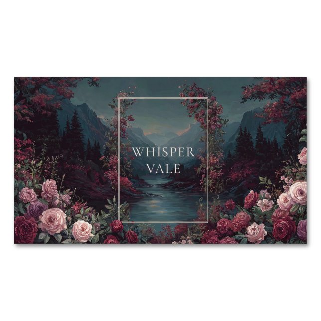 Gothic Fairytale Rose River Valley Night Landscape Magnetische Visitenkarte (Vorderseite)
