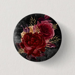 Gothic Fall Rose Button