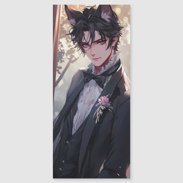 Gothic Fantasy Anime Catboy Magnetkarte (Vorderseite)