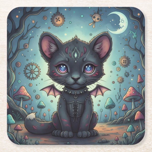 Gothic Fantasy Baby Kit Rechteckiger Pappuntersetzer (Vorderseite)