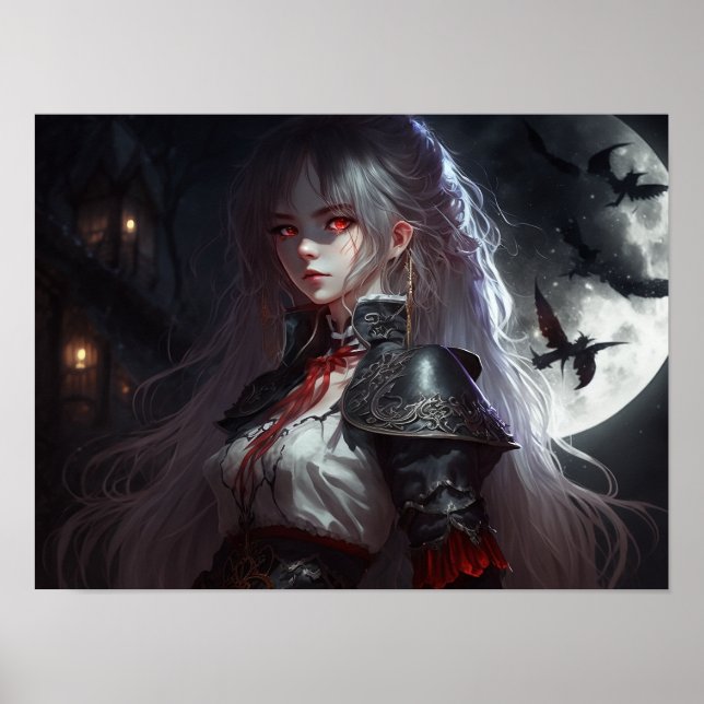 Gothic Fantasy Demon Anime Girl in Armor Poster (Vorne)
