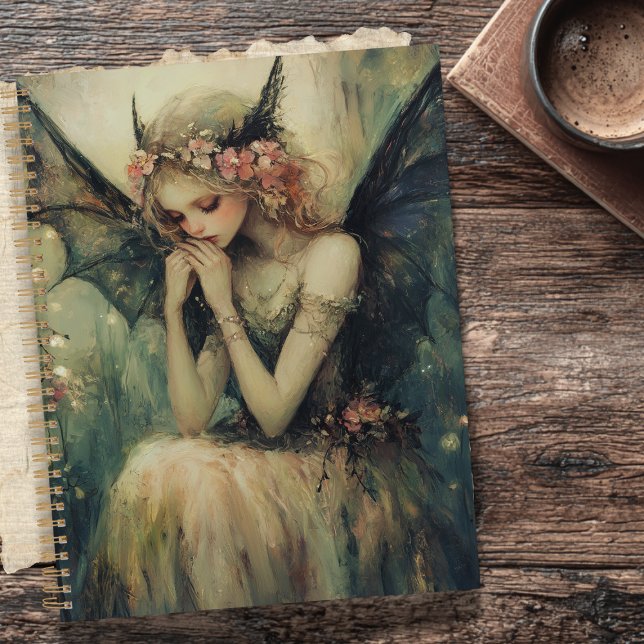 Gothic Fantasy Fee mit Blumenkrone und dunklen Flü Planer (Von Creator hochgeladen)