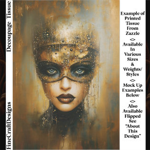 Gothic Fantasy Goldene Maskierte Frau ER3R Decoupa Seidenpapier
