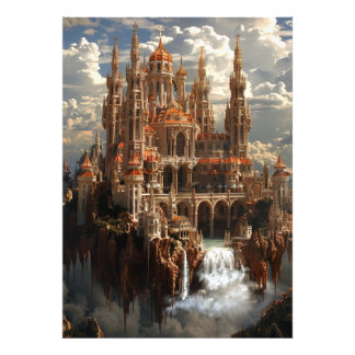 Gothic Fantasy Schloss in der Wolken Traumlandscha Fotodruck
