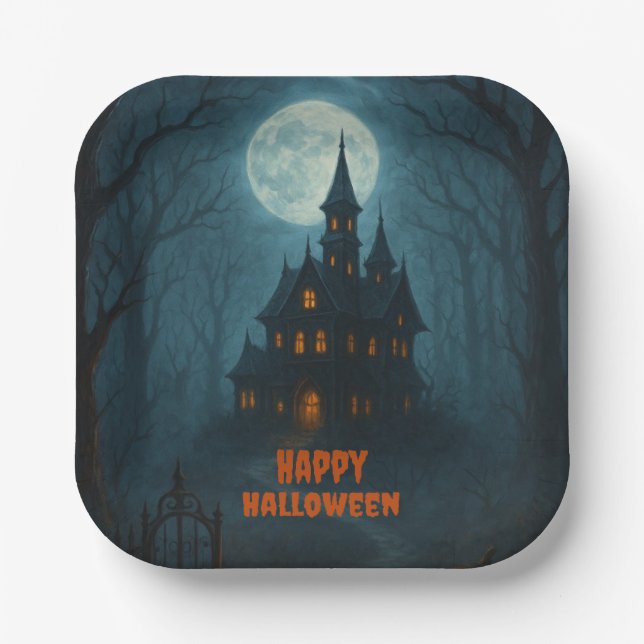 Gothic Fantasy | Spuk Schloss & Misty Monte Lago M Pappteller (Vorderseite)