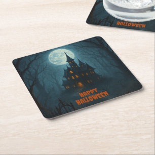 Gothic Fantasy   Spuk Schloss & Misty Monte Lago M Rechteckiger Pappuntersetzer