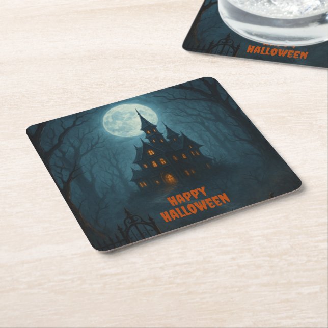 Gothic Fantasy | Spuk Schloss & Misty Monte Lago M Rechteckiger Pappuntersetzer (angewinkelt)