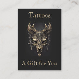 Gothic Fantasy Wolf Skull Black & Gold Geschenk Visitenkarte