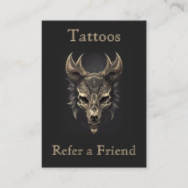 Gothic Fantasy Wolf Skull Black & Gold Referat Visitenkarte