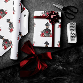 Gothic Fashion Viktorianisch Parfümflasche mit Ros Geschenkpapier