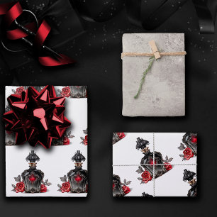Gothic Fashion Viktorianisch Parfümflasche mit Ros Geschenkpapier Set