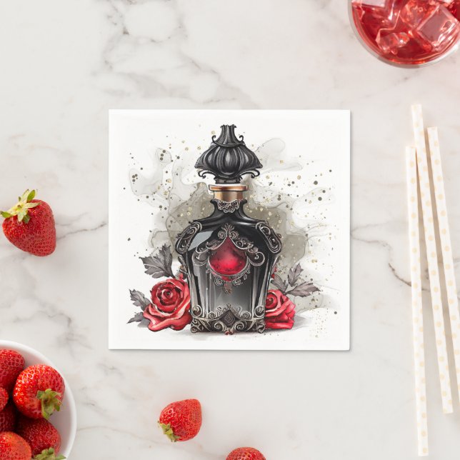 Gothic Fashion Viktorianisch Parfümflasche mit Ros Serviette (Beispiel)