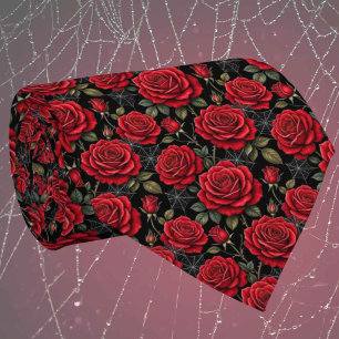 Gothic Faux Seide Rosen & Spinnennetze Gentleman Krawatte