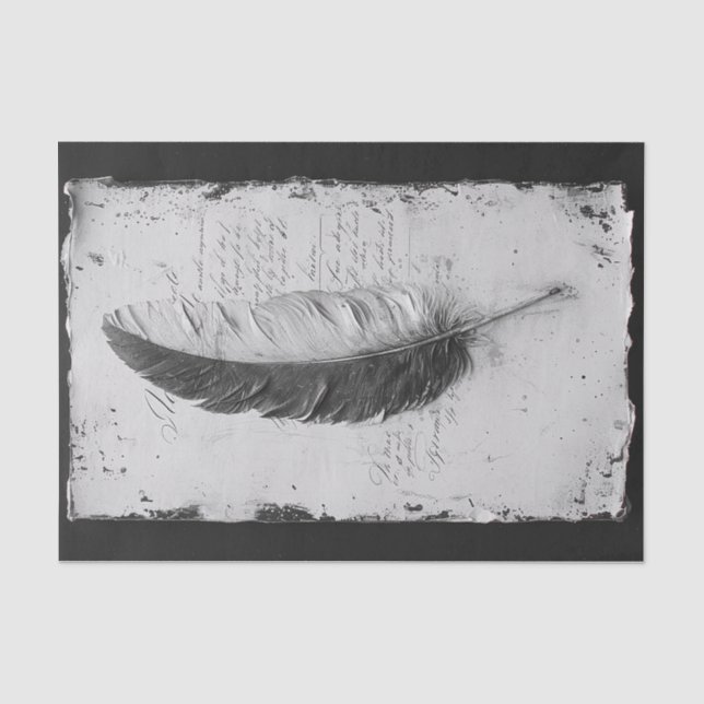 Gothic Feather in einer Studie von Schwarz-Weiß Seidenpapier (Vorderseite)