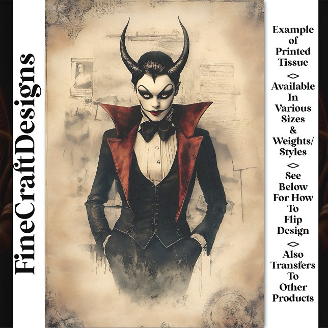 Gothic Figure, Horns, Face Makeup CG2 Decoupage Seidenpapier (Von Creator hochgeladen)