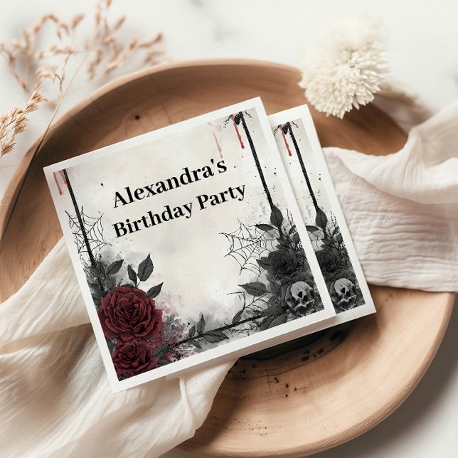 Gothic Fledermäuse & Rosen Geburtstag Serviette (Von Creator hochgeladen)