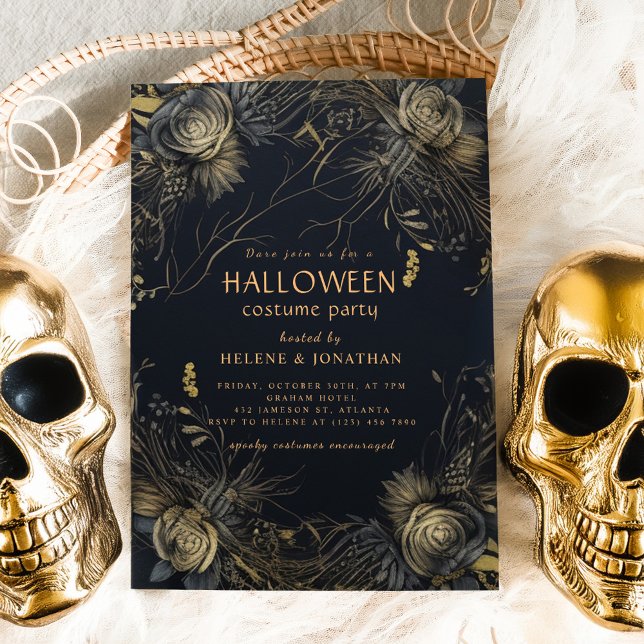 Gothic Floral Adult Halloween Kostüm Party Einladung (Gothic Floral Adult Halloween Costume Party Invitation)