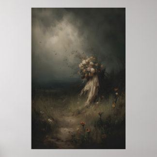 Gothic Floral Art With Wilted Bouquet, Dark Poster