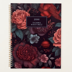 Gothic Floral Blue Black Blume Blüten Planer