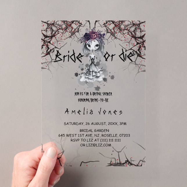 Gothic Floral Brautparty Acryleinladungen (Insitu (Handheld))