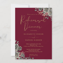 Gothic Floral Burgund und Gold Probe Dinner Einladung