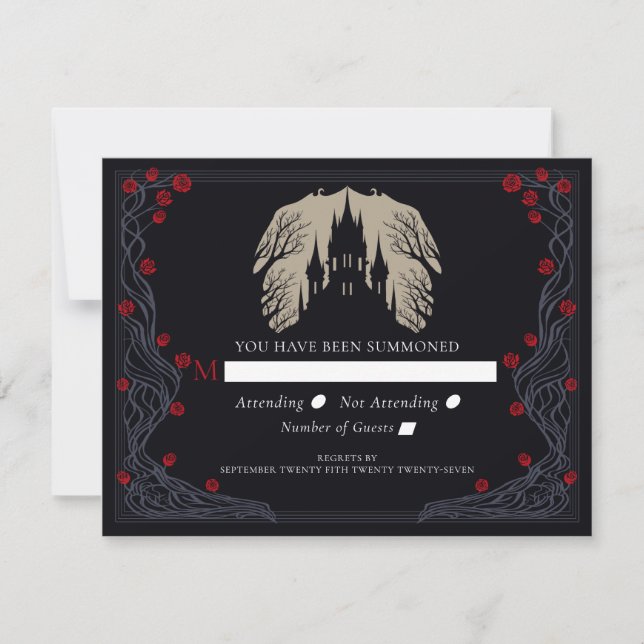 Gothic Floral Castle Wedding RSVP (Vorderseite)