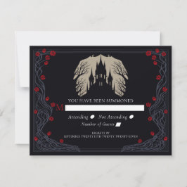 Gothic Floral Castle Wedding RSVP Karte