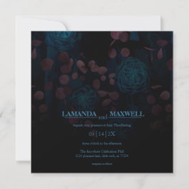 Gothic Floral Dark Blue Blume Handfasting Invita Einladung