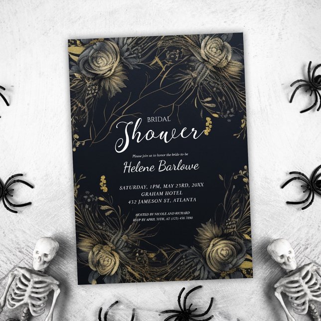 Gothic Floral Dark Moody Brautparty Einladung (Gothic Floral Dark Moody Bridal Shower Invitation)
