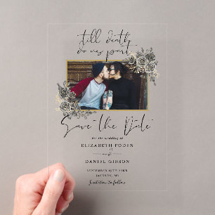 Gothic Floral Foto Hochzeit Save The Date Acryleinladungen
