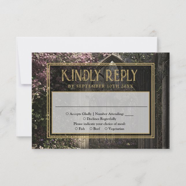 Gothic Floral Garden Wedding RSVP Karte (Vorderseite)