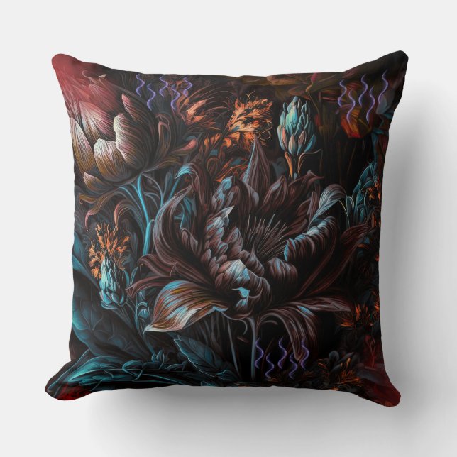 Gothic Floral Glitzer Neon Floral Kissen (Vorderseite)