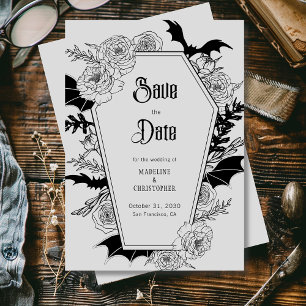 Gothic Floral Gray Wedding Save the Date Einladung
