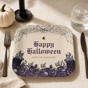 Gothic Floral Halloween benutzerdefinierte Familie Pappteller