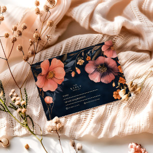 Gothic Floral Hochzeits Eleganz RSVP Karte