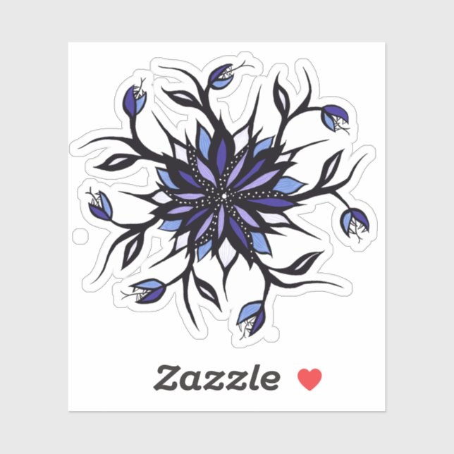 Gothic Floral Mandala Monster und Zähne Aufkleber (Blatt)