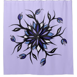Gothic Floral Mandala Monster und Zähne Duschvorhang