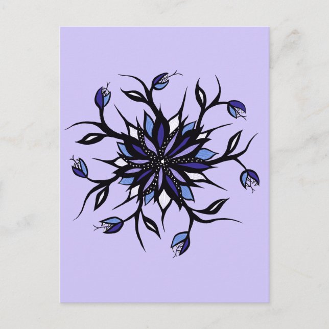 Gothic Floral Mandala Monster und Zähne Postkarte (Vorderseite)