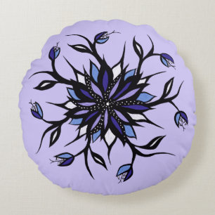 Gothic Floral Mandala Monster und Zähne Rundes Kissen