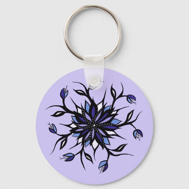 Gothic Floral Mandala Monster und Zähne Schlüsselanhänger (Vorderseite)