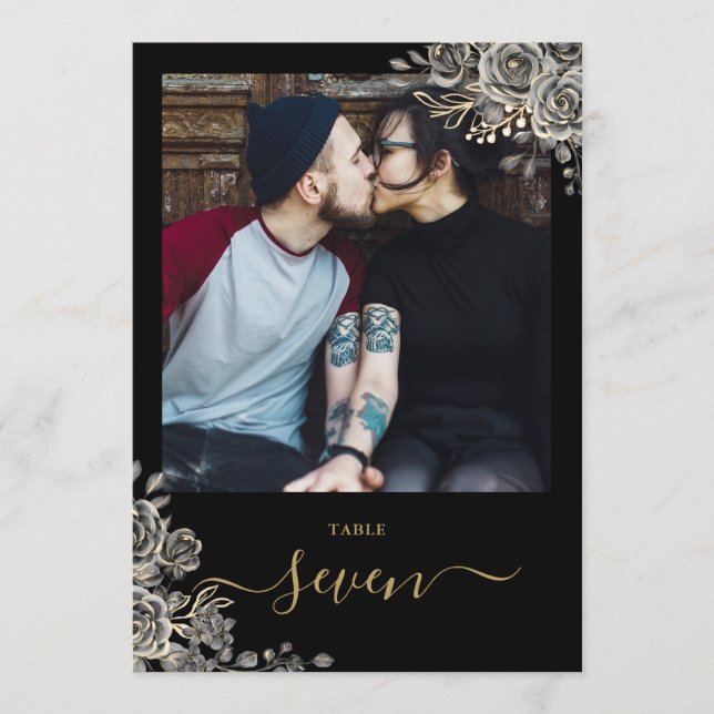 Gothic Floral Rose Foto Tischnummer (Vorderseite)