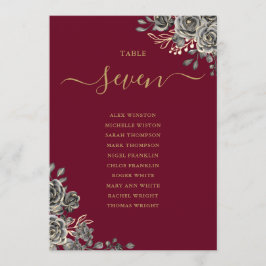 Gothic Floral Rose Sitzplan Tischnummer