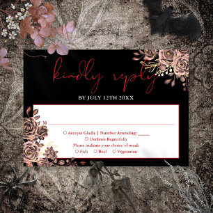 Gothic Floral Rosen Schwarz-Rote Hochzeit RSVP Karte