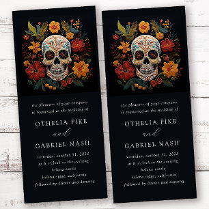 Gothic Floral-Schädel-Hochzeit Einladung