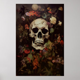 Gothic Floral-Schädel-Kunst Druck viktorianisch du Poster