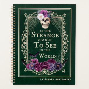 Gothic Floral Schädel Vintage Grün Personalisieren Planer