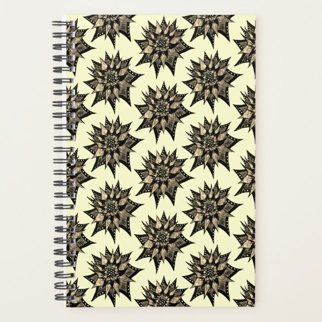 Gothic Floral Sepia Spiked Blume Muster Planer (Vorderseite)